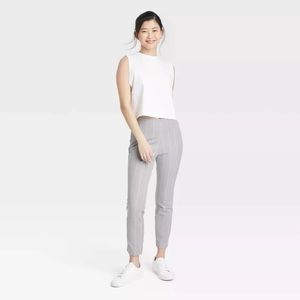 A New Day High Rise Skinny Ankle Side Zip Stretch Pants - Gray Stripe